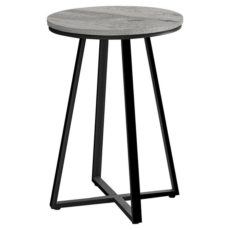 Accent Table Side Round End Nightstand Lamp Bedroom Metal Grey