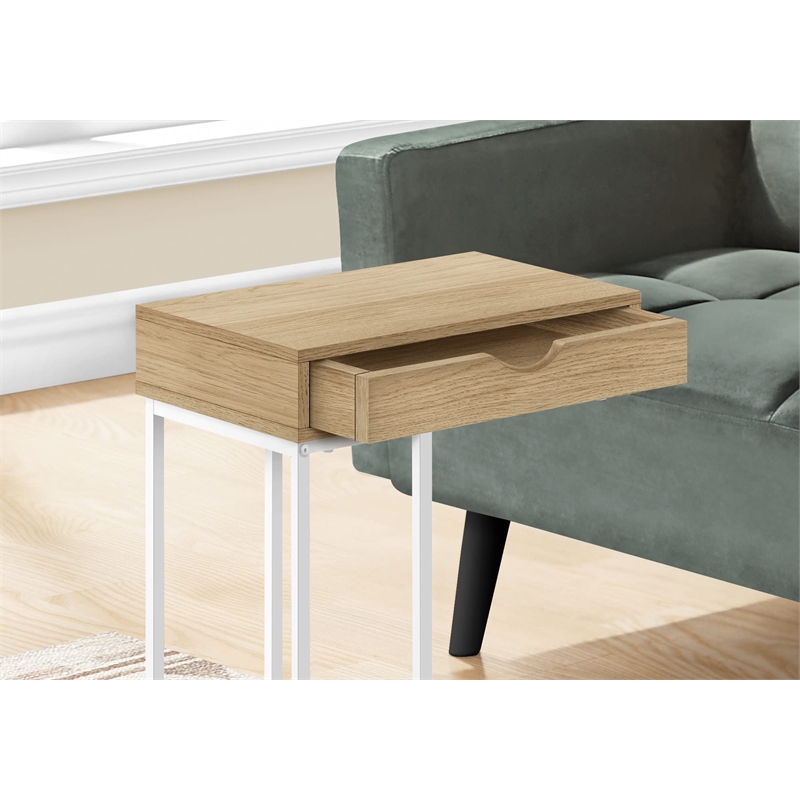 Accent Table C-shaped End Side Snack Living Room Bedroom Metal Natural
