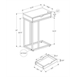 Accent Table C-shaped End Side Snack Living Room Bedroom Metal Natural
