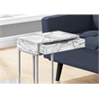 Accent Table C-shaped End Side Snack Bedroom Metal White Marble Look