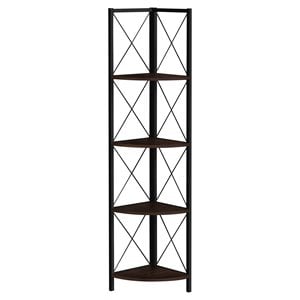 Bookshelf Etagere Corner 4 Tier 60&quotH Office Bedroom Metal Brown