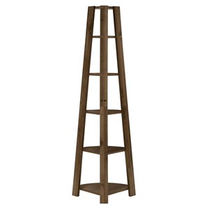 Bookshelf Etagere Corner 5 Tier 72&quotH Office Bedroom Laminate Walnut