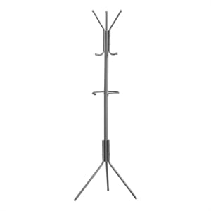 Coat Rack Hall Tree Hanging Bar 6 Hooks Entryway 68&quotH Bedroom Metal Grey