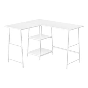 Computer Desk Home Office Corner 48&quotL L Shape Work Laptop Metal White