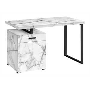 Computer Desk Home Office Laptop 48&quotL Work Metal White Marble Look