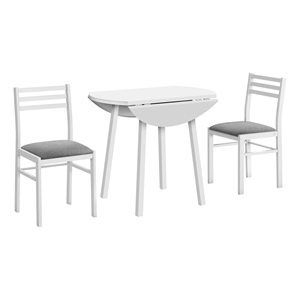 Dining Table Set - Small - 35&quot Drop Leaf - White Metal And Laminate