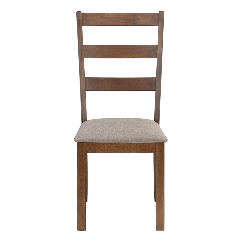 Dining Chair - Set Of 2 - Side - Kitchen - Dining Room - Brown Fabric