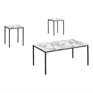 Table Set - 3pcs Set - Coffee - End - Black Metal