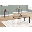Table Set - 3pcs Set - Coffee - End - Black Metal - Dark Taupe Laminate