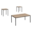 Table Set - 3pcs Set - Coffee - End - Black Metal - Dark Taupe Laminate