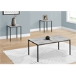 Table Set - 3pcs Set - Coffee - End - Black Metal - Gray Laminate