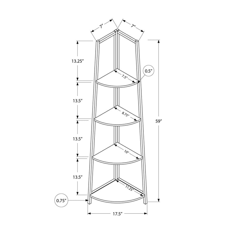 Bookshelf - Etagere - Corner - 4 Tier - 60