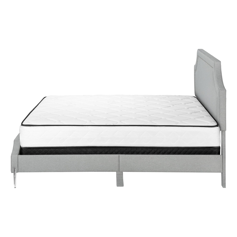 Bed - Queen Size - Bedroom - Upholstered - Gray Linen Look
