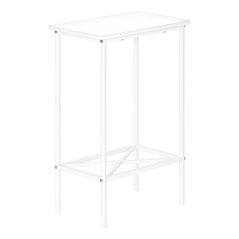 Accent Table - Side - End - Narrow - Small - 2 Tier - Bedroom - White Laminate