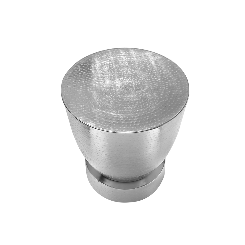 Accent Table - Drum - Side - End - Nightstand - Lamp - Bedroom - Chrome Metal