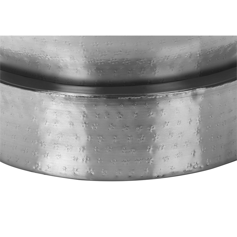 Accent Table - Drum - Side - End - Nightstand - Lamp - Bedroom - Chrome Metal