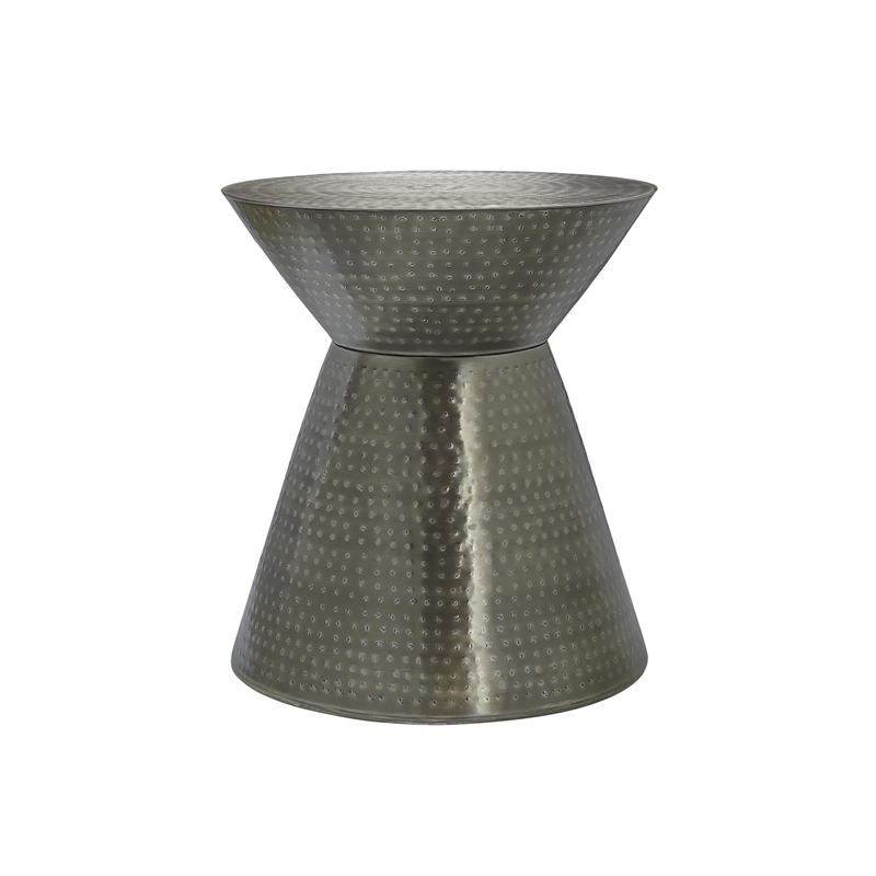 Accent Table - Drum - Side - End - Nightstand - Lamp - Bedroom - Grey Metal