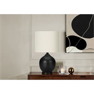 Lighting - 17&quoth Table Lamp - Black Ceramic Base - Ivory Shade - Transitional