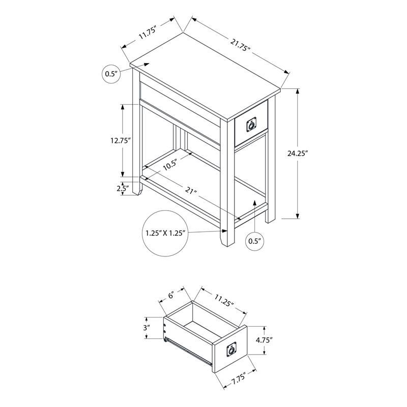 Accent Table - End - Side - Nightstand - Storage - Brown Veneer - Transitional