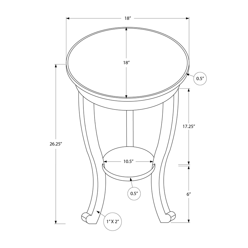 Accent Table - 2 Tier - Bedroom - End - Nightstand - Walnut - Round - Side