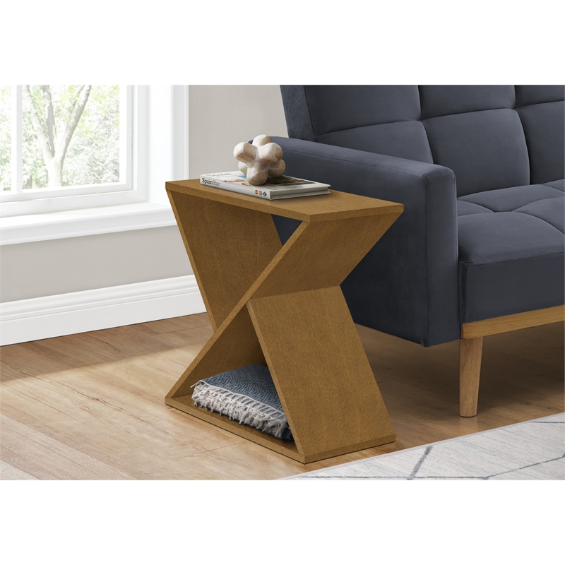 Accent Table - Nightstand - Narrow - Small - Lamp - Brown Veneer - Contemporary
