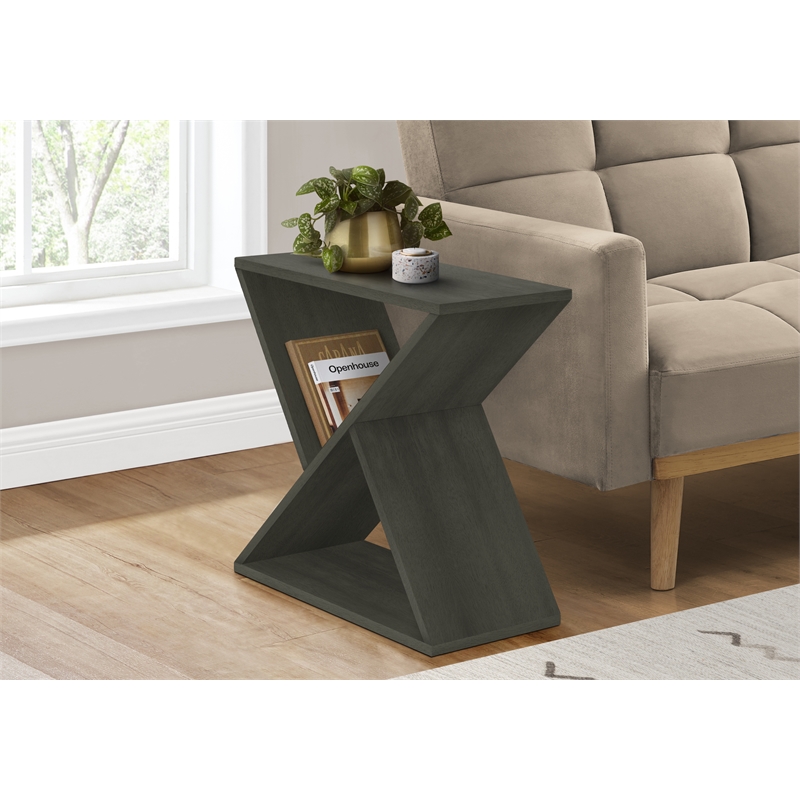 Accent Table - Side - End - Nightstand - Lamp - Dark Green Veneer - Contemporary