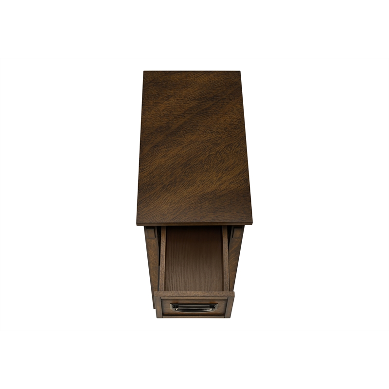 Accent Table - Nightstand - 2 Tier - Storage Drawer - Brown Veneer