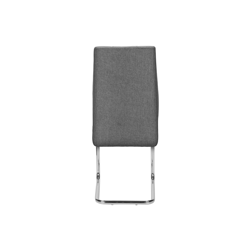 Dining Chair - Set of 2 - Upholstered - 39in H - Grey Fabric - Chrome - Contemp
