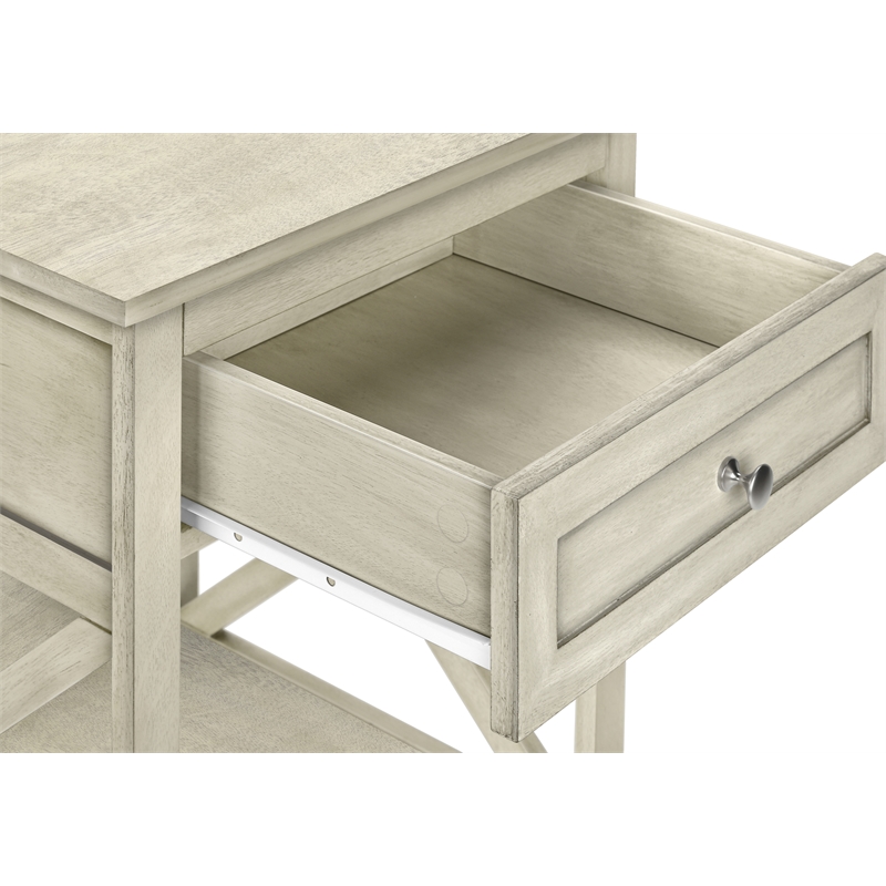 Accent Table - End - Side Table - 2 Tier - Nightstand - Antique White Veneer