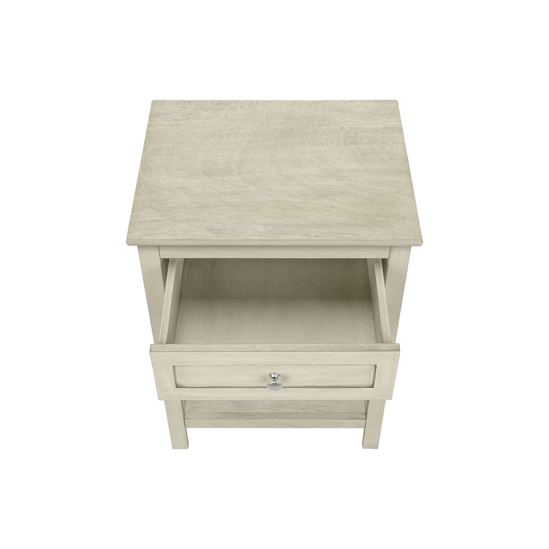 Accent Table - End - Side Table - 2 Tier - Nightstand - Antique White Veneer