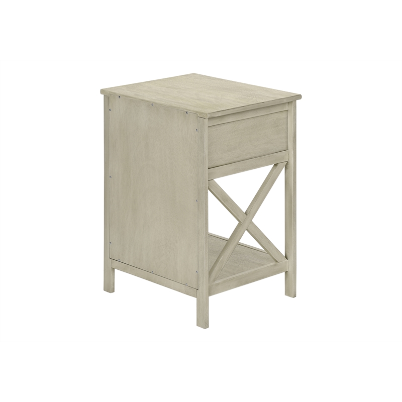 Accent Table - End - Side Table - 2 Tier - Nightstand - Antique White Veneer