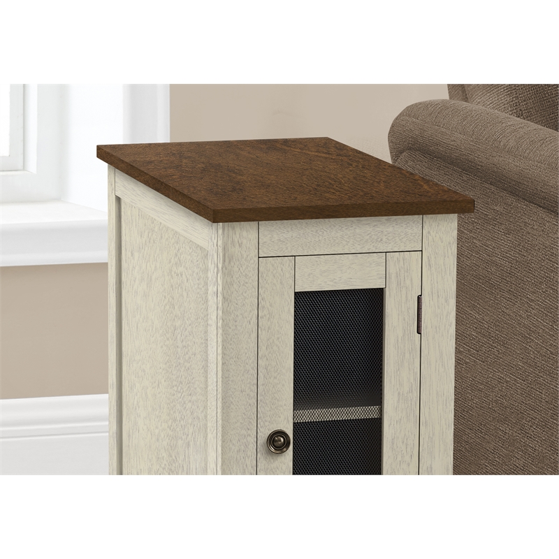 Accent Table - End - Side Table - Nightstand - Antique White Veneer - Brown