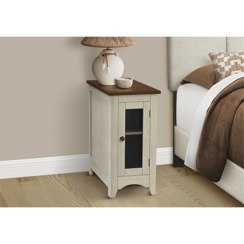 Accent Table - End - Side Table - Nightstand - Antique White Veneer - Brown