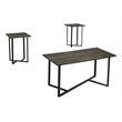 Table Set - 3pcs Set - Coffee - Living Room - Dark Bronze Laminate - Black Metal