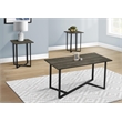 Table Set - 3pcs Set - Coffee - Living Room - Dark Bronze Laminate - Black Metal