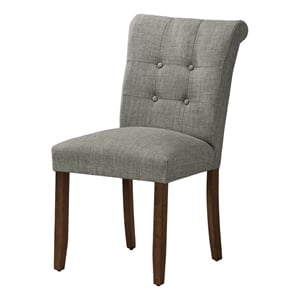 Dining Chair - 38&quot Height - Set Of 2 - Upholstered - Gray Fabric - Walnut Legs