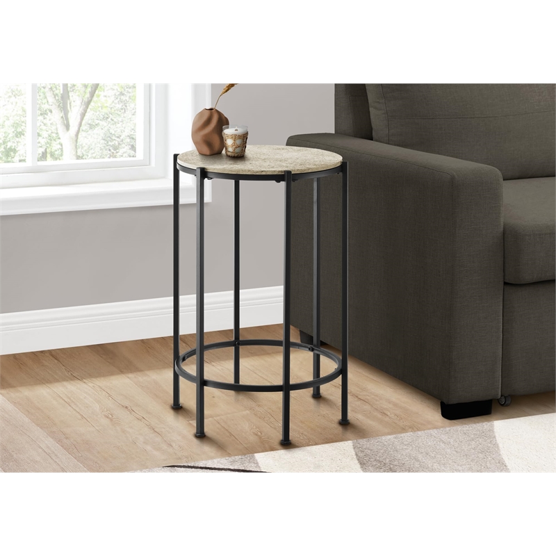 Accent Table - Side Table - Living Room -Nightstand - Cream Stone Laminate