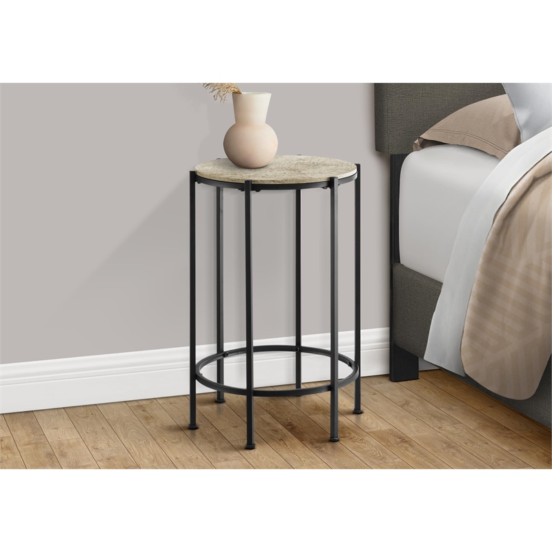 Accent Table - Side Table - Living Room -Nightstand - Cream Stone Laminate