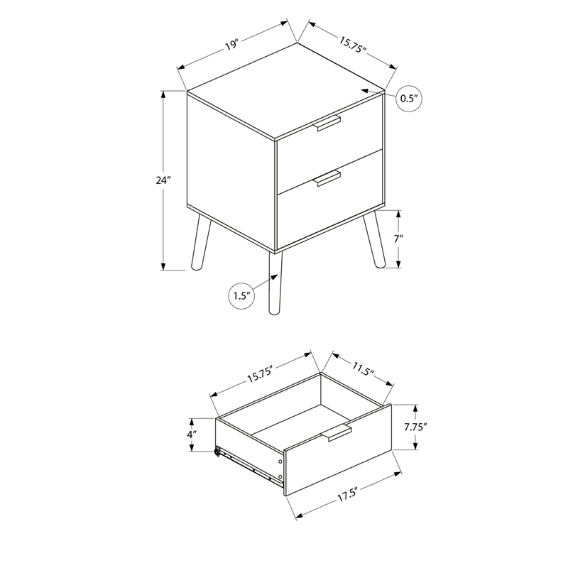 Accent Table - Bedroom - Living Room - Nightstand - Side Table - Drawer - Brown