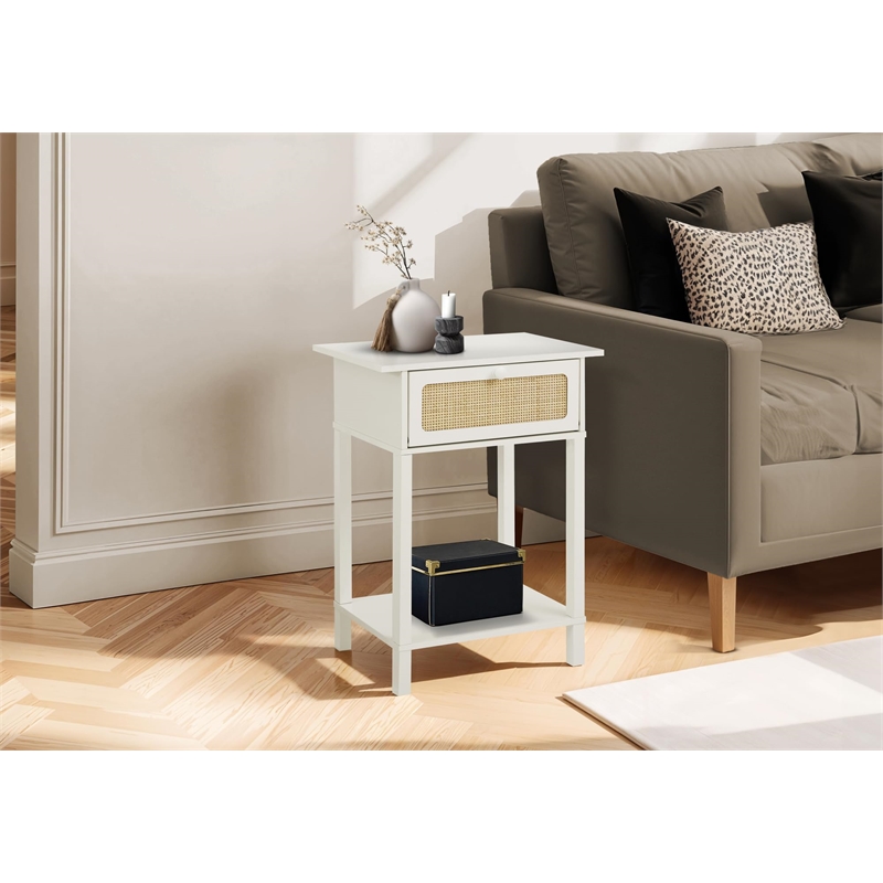 Accent Table - 2 Tier - Nightstand - Side Table - Bedroom - White Laminate