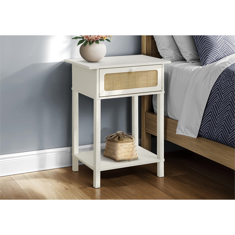 Accent Table - 2 Tier - Nightstand - Side Table - Bedroom - White Laminate