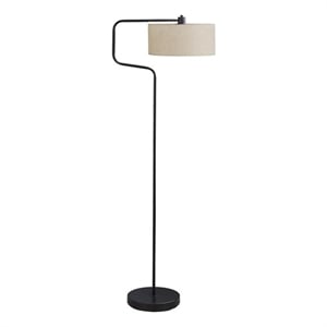 Lighting - 61&quoth - Floor Lamp - Black Metal - Beige Shade - Contemporary - Modern