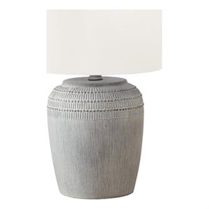 Lighting - 17&quotH Table Lamp - Grey Ceramic - Ivory Shade