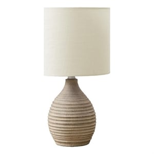 Lighting - 17&quoth - Table Lamp - Brown Resin - Ivory/Cream Shade - Contemporary