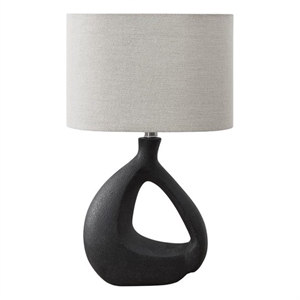 Lighting - 23&quoth - Table Lamp - Black Resin - gray Shade - Contemporary - Modern