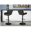 Barstool - Set Of 2 - Swivel - Adjustable - Bar - Counter - Metal- Black