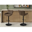 Barstool - Set Of 2 - Swivel - Adjustable - Bar - Counter - Metal - Brown