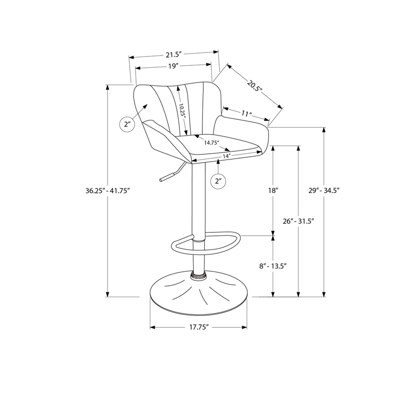 Barstool - Set Of 2 - Swivel - Adjustable - Bar - Counter - Metal - Brown