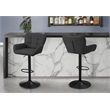 Barstool - Set Of 2 - Adjustable - Swivel - Bar - Counter - Black Fabric