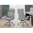 Office Chair - Adjustable Height - Armrests - Desk - Light Gray Faux Leather